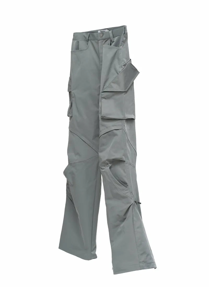 EQUALNEAR - Rift Zip Cargo Pants - Gray Green