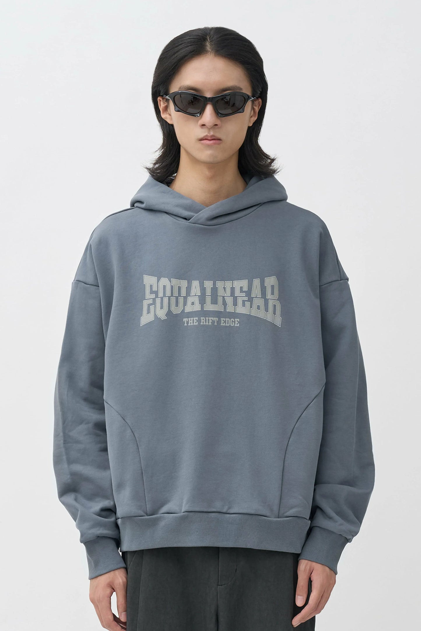 EQUALNEAR - Rift Logo Hoodie - Gray Blue
