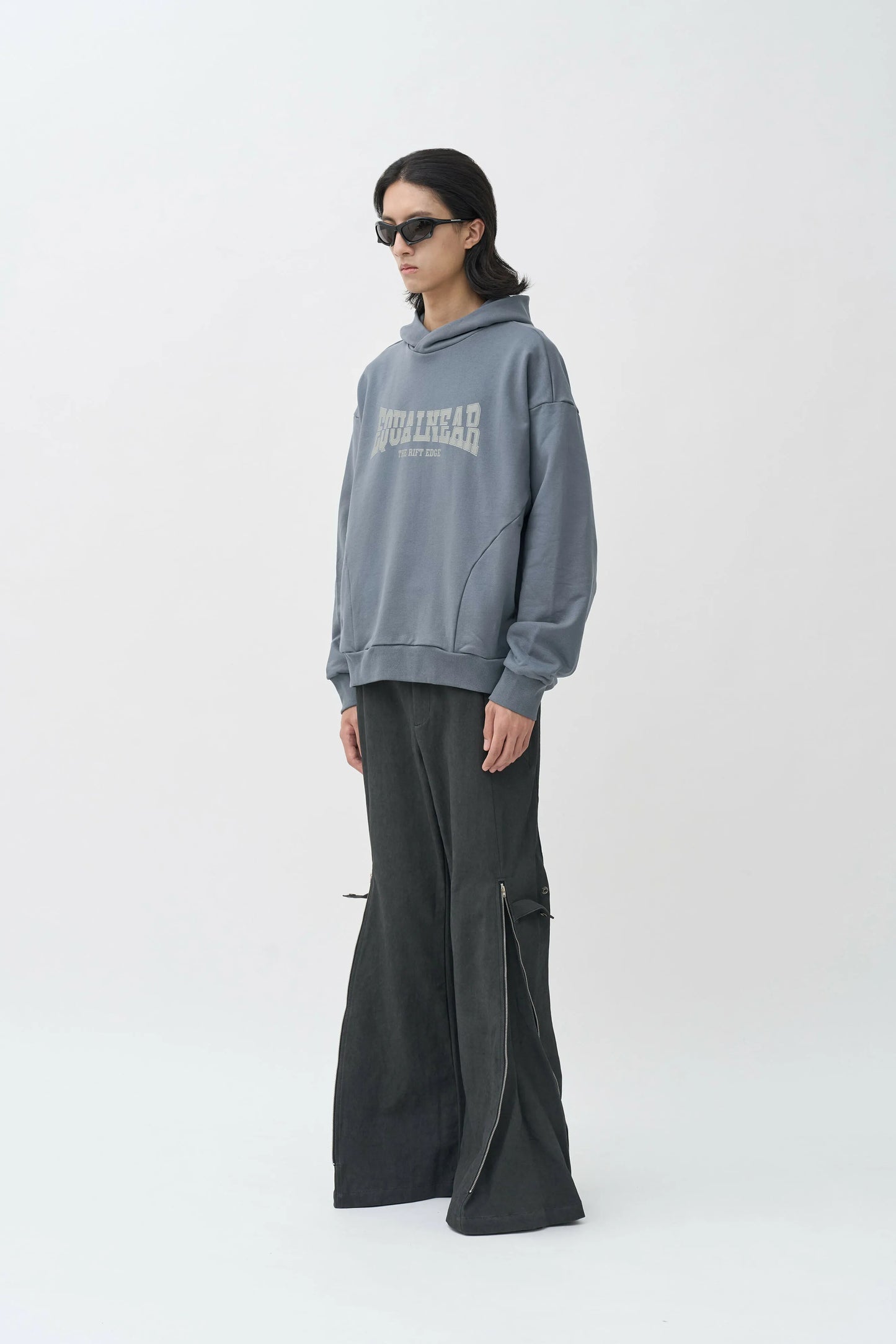 EQUALNEAR - Rift Logo Hoodie - Gray Blue