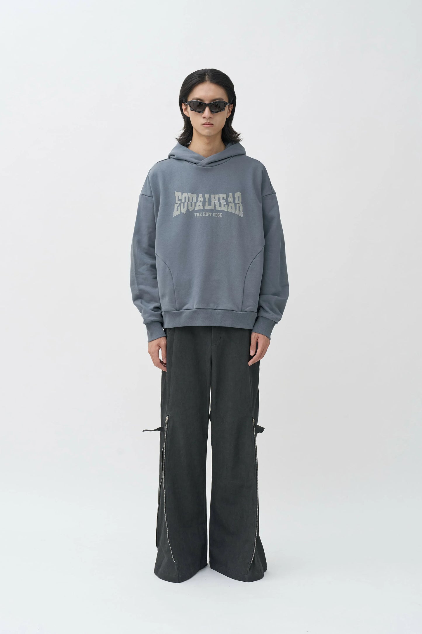 EQUALNEAR - Rift Logo Hoodie - Gray Blue