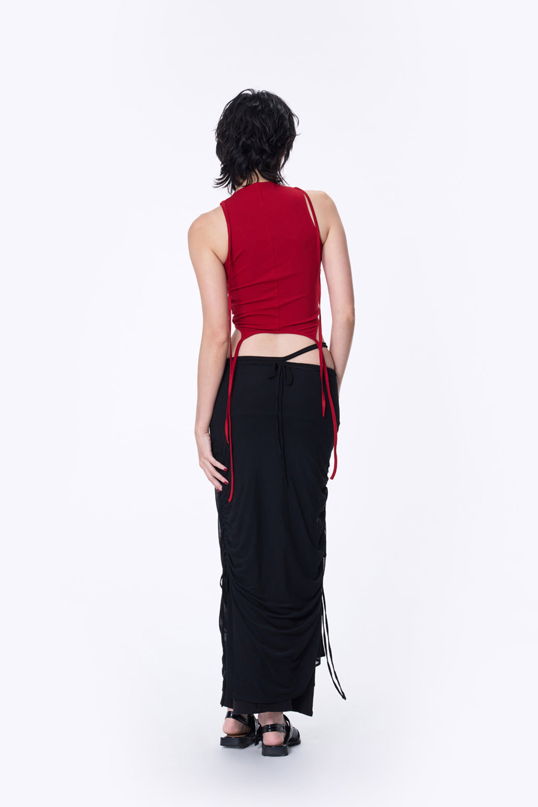 SILVER NINE - Double-Layer Sleeveless Top - Red