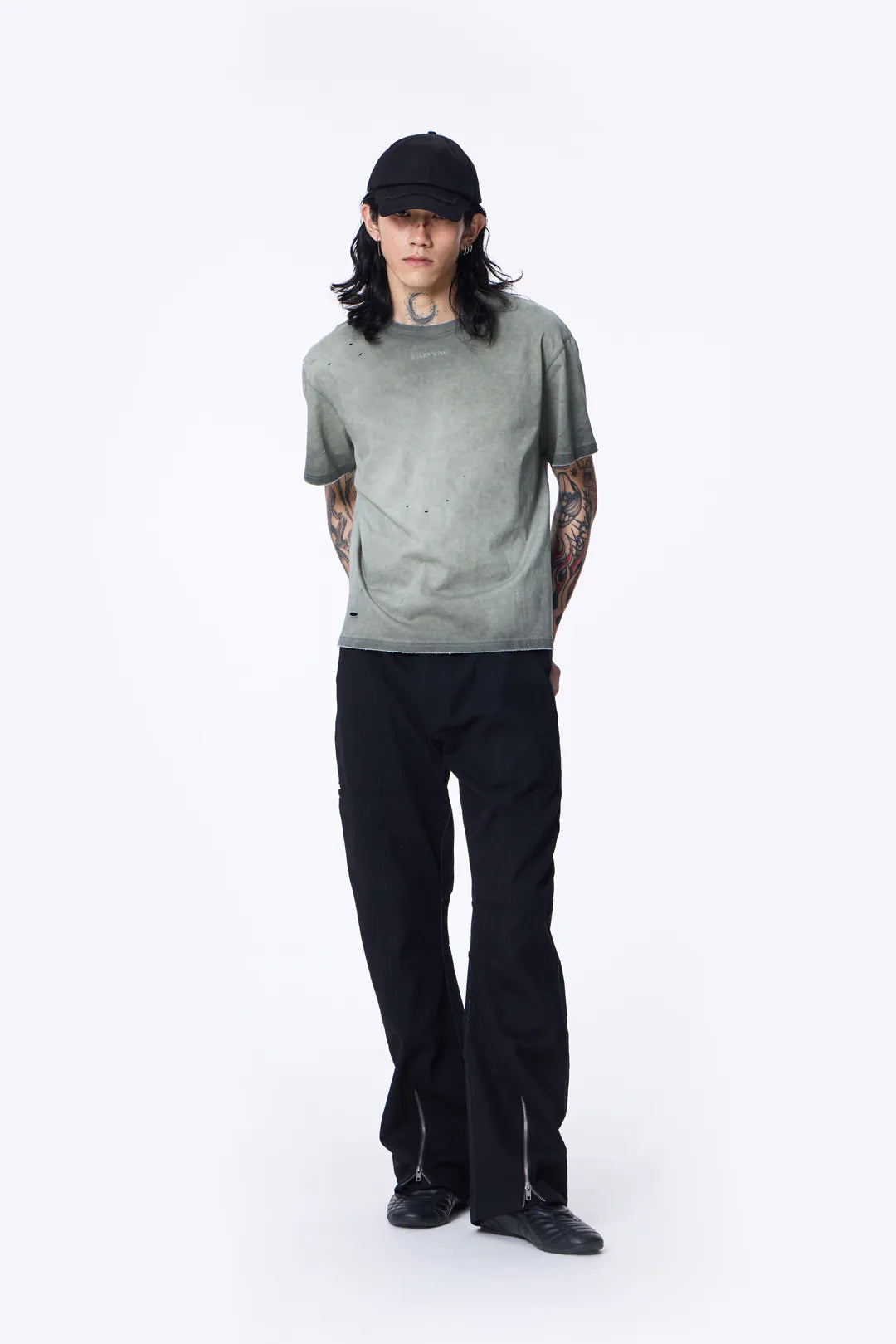 SILVER NINE - 2-Way Color-Block Zip Denim Pants