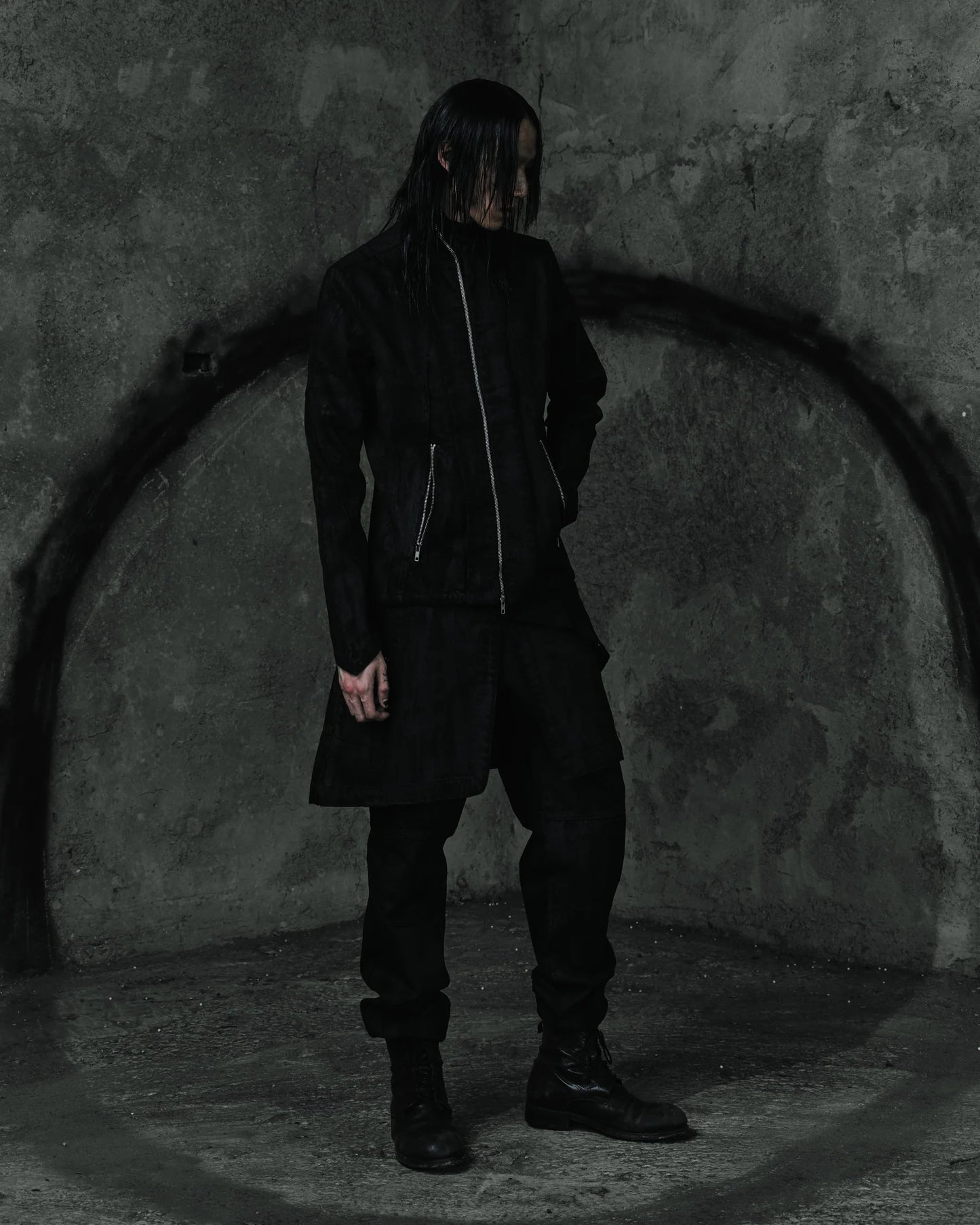 renkè - Coated Skirt-Layer Trousers