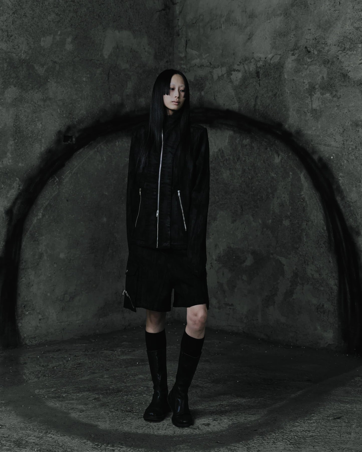 renkè - Arc-Zip Coated Denim Jacket