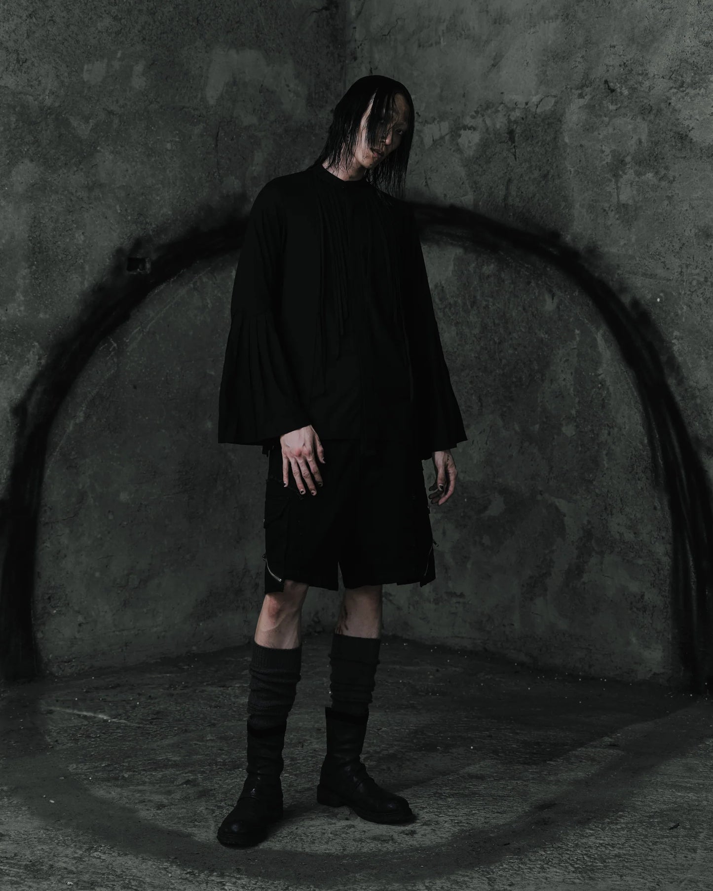 renkè - Slanted Zipper Cargo Shorts