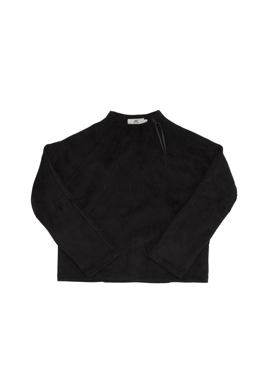 ALLENKO3 - Half-Zip Suede Pullover - Black