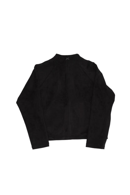ALLENKO3 - Half-Zip Suede Pullover - Black
