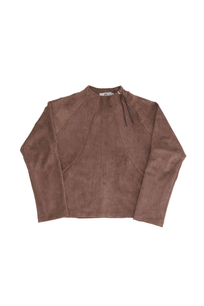 ALLENKO3 - Half-Zip Suede Pullover - Sand