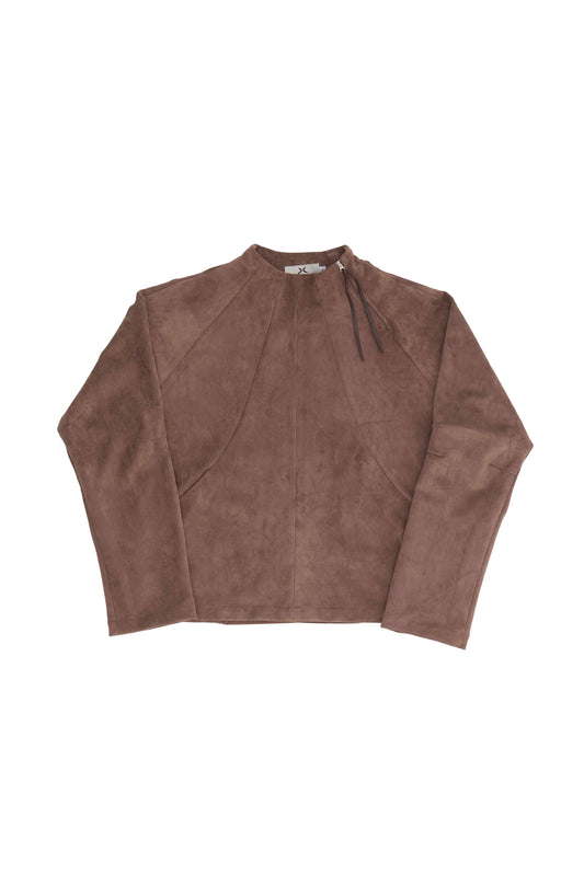 ALLENKO3 - Half-Zip Suede Pullover - Sand