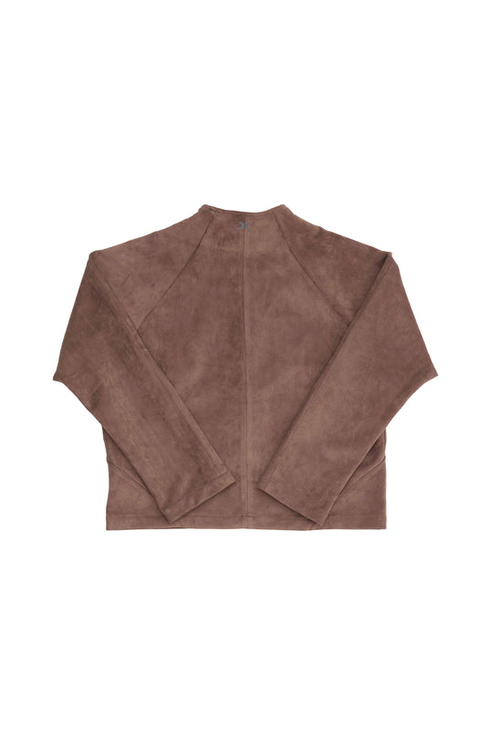 ALLENKO3 - Half-Zip Suede Pullover - Sand