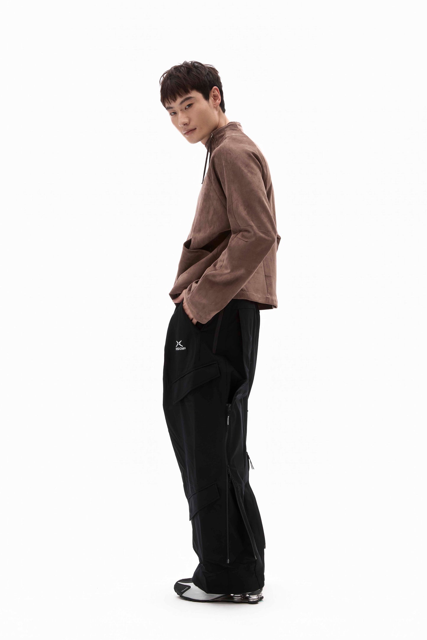 ALLENKO3 - Half-Zip Suede Pullover - Sand