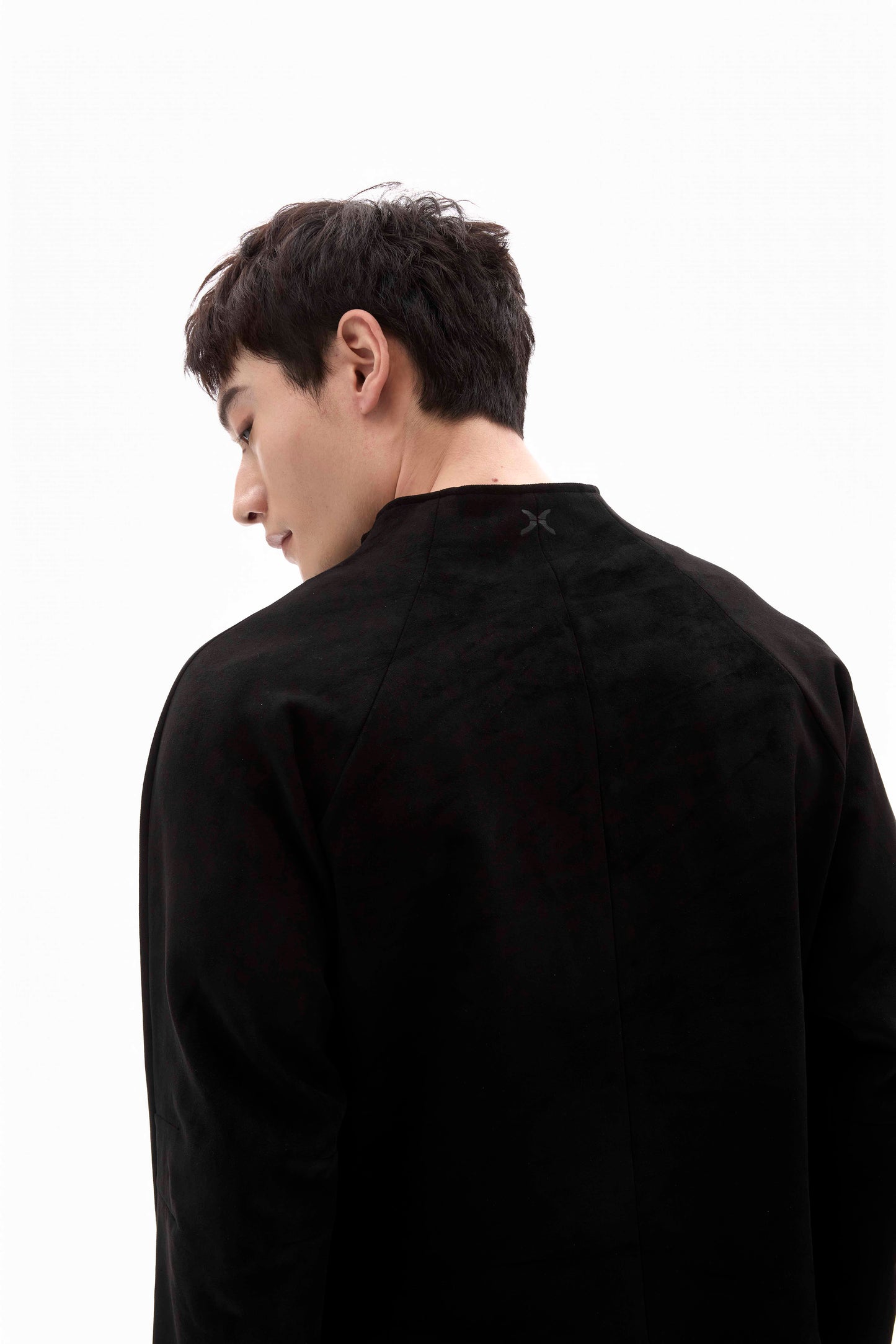 ALLENKO3 - Half-Zip Suede Pullover - Black