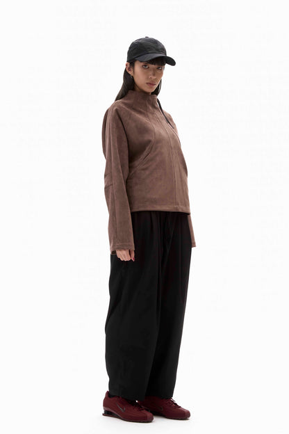 ALLENKO3 - Half-Zip Suede Pullover - Sand