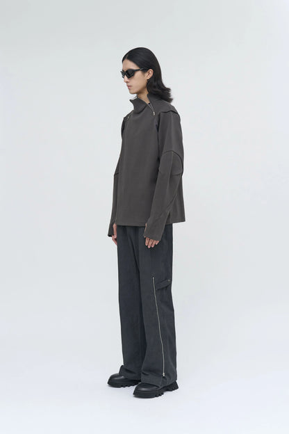 EQUALNEAR - Rift Zip T-neck - Gray