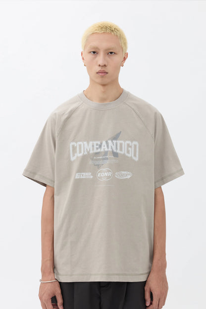 EQUALNEAR - C&G Graphic Raglan Tee - Sand