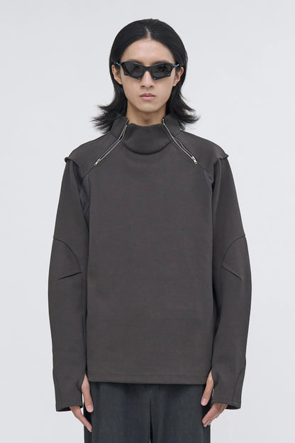 EQUALNEAR - Rift Zip T-neck - Gray