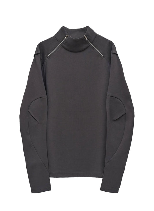 EQUALNEAR - Rift Zip T-neck - Gray