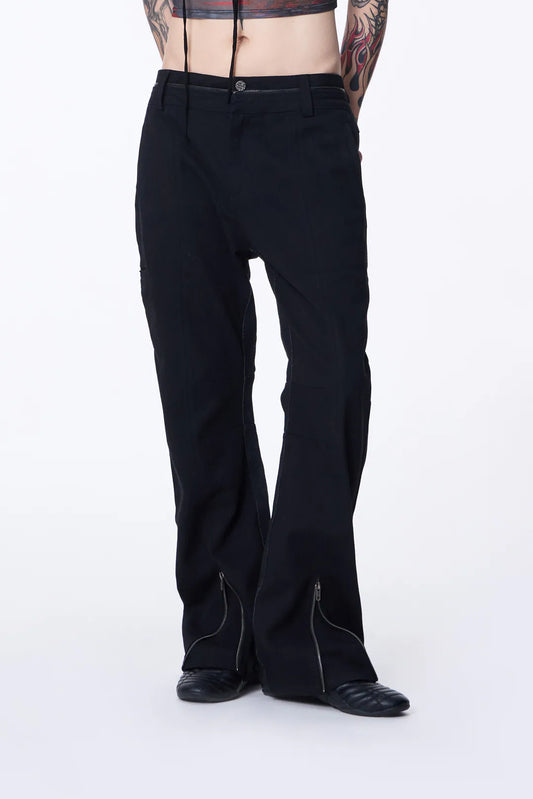 SILVER NINE - 2-Way Color-Block Zip Denim Pants