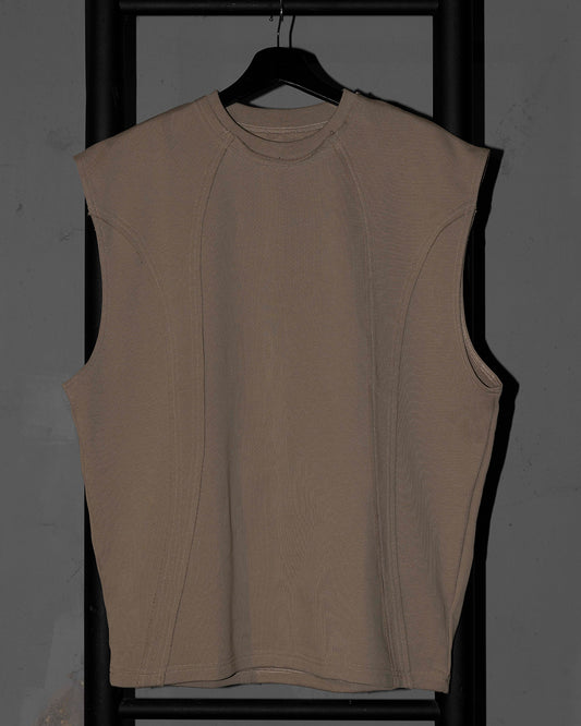 ALLENKO3 - Dropped-Shoulder Deconstructed Panel Vest - Sand