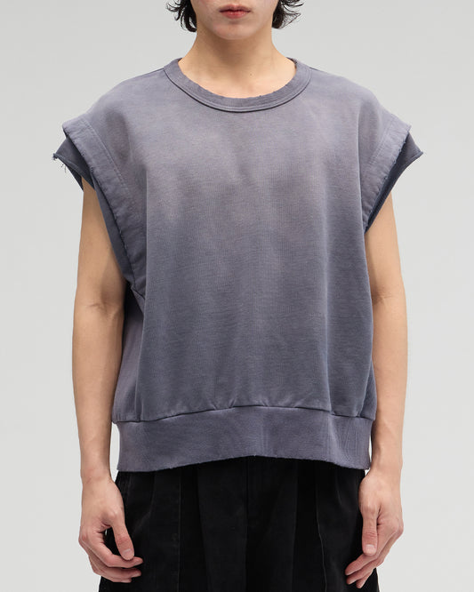VACANT - Washed No-Sleeve Sweatshirt - Navy