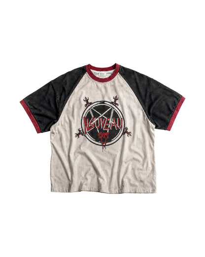 NOUVEAU - BOXY THE DOOR TO HELL CONTRAST COLOR  T-SHIRT IN COTTON JERSEY