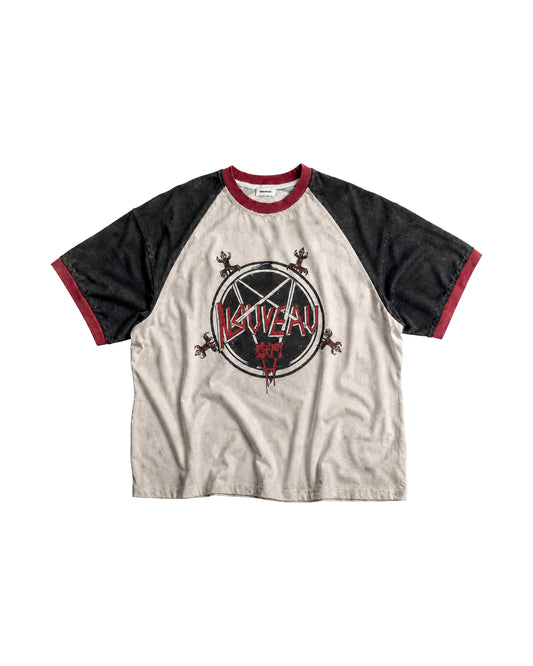 NOUVEAU - BOXY THE DOOR TO HELL CONTRAST COLOR  T-SHIRT IN COTTON JERSEY