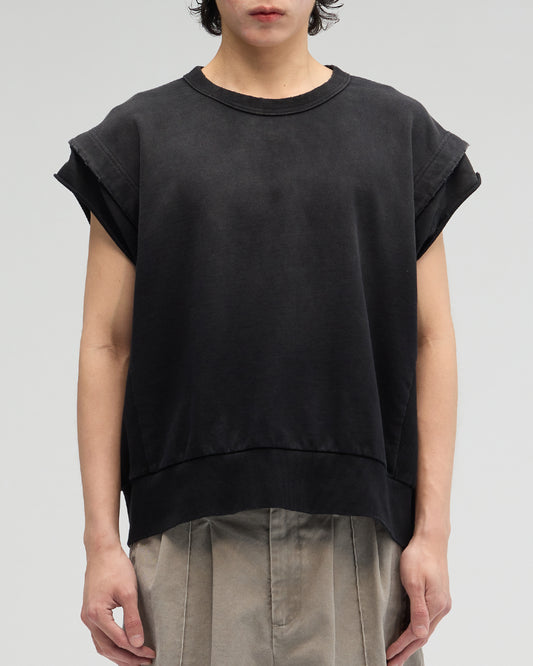 VACANT - Washed No-Sleeve Sweatshirt - Black