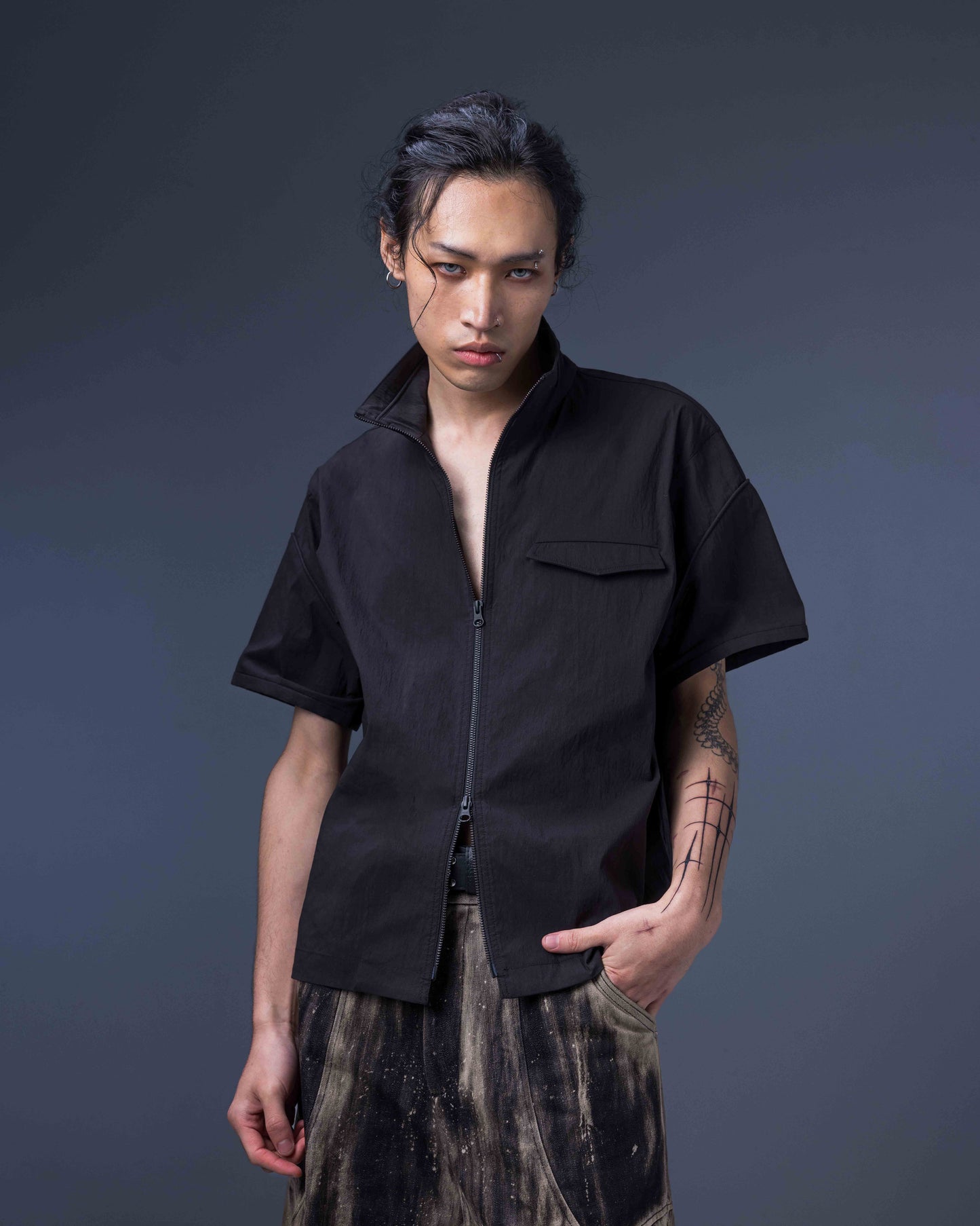 JIMMY GUTSON - Modular – Elytra Dual-Zip Short Top(Black)
