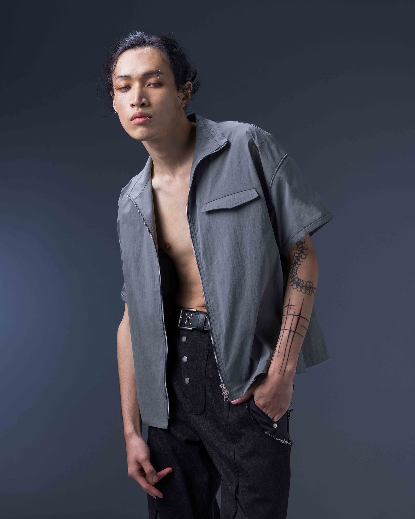 JIMMY GUTSON - Modular – Elytra Dual-Zip Short Top(Gray)