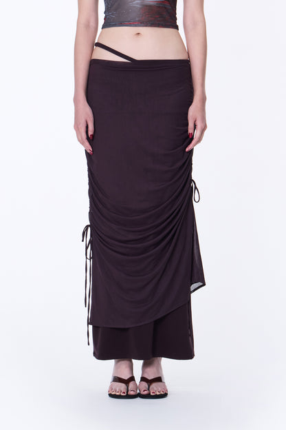SILVER NINE - 2-Way Detachable Draped Maxi Skirt - Dark Purple