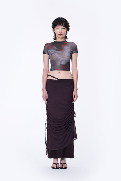 SILVER NINE - 2-Way Detachable Draped Maxi Skirt - Dark Purple