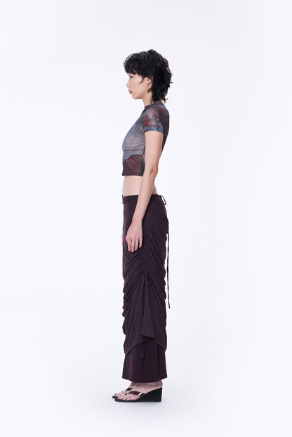 SILVER NINE - 2-Way Detachable Draped Maxi Skirt - Dark Purple