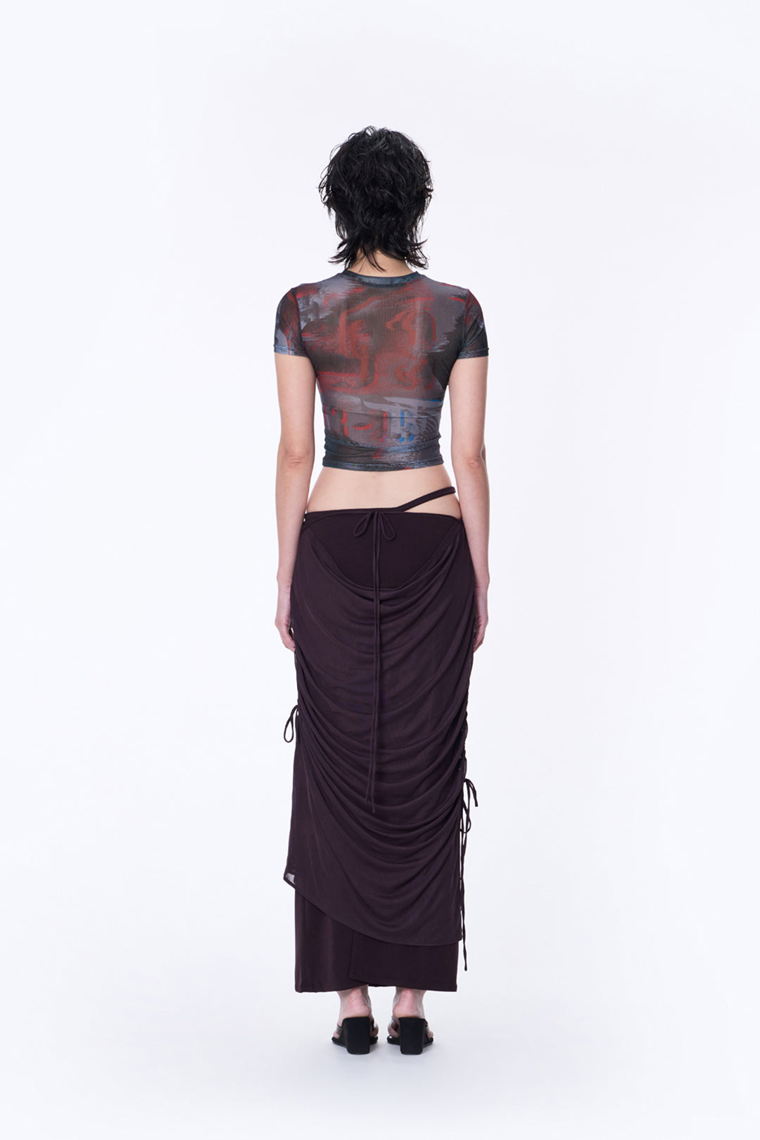 SILVER NINE - 2-Way Detachable Draped Maxi Skirt - Dark Purple