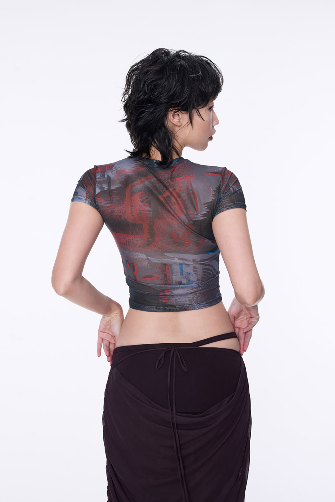 SILVER NINE - Fragments Print Top - Brown