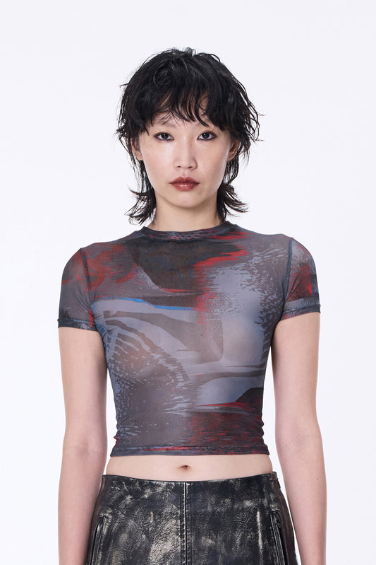 SILVER NINE - Fragments Print Top - Brown
