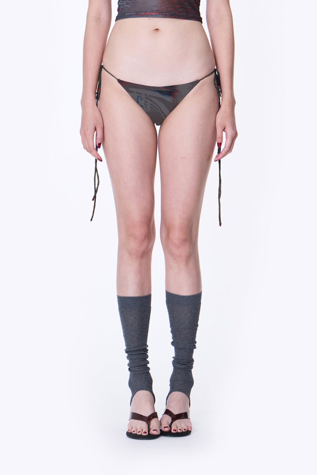 SILVER NINE - Fragments Print String bikini - Brown