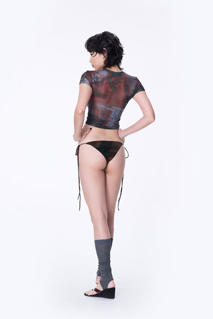 SILVER NINE - Fragments Print String bikini - Brown