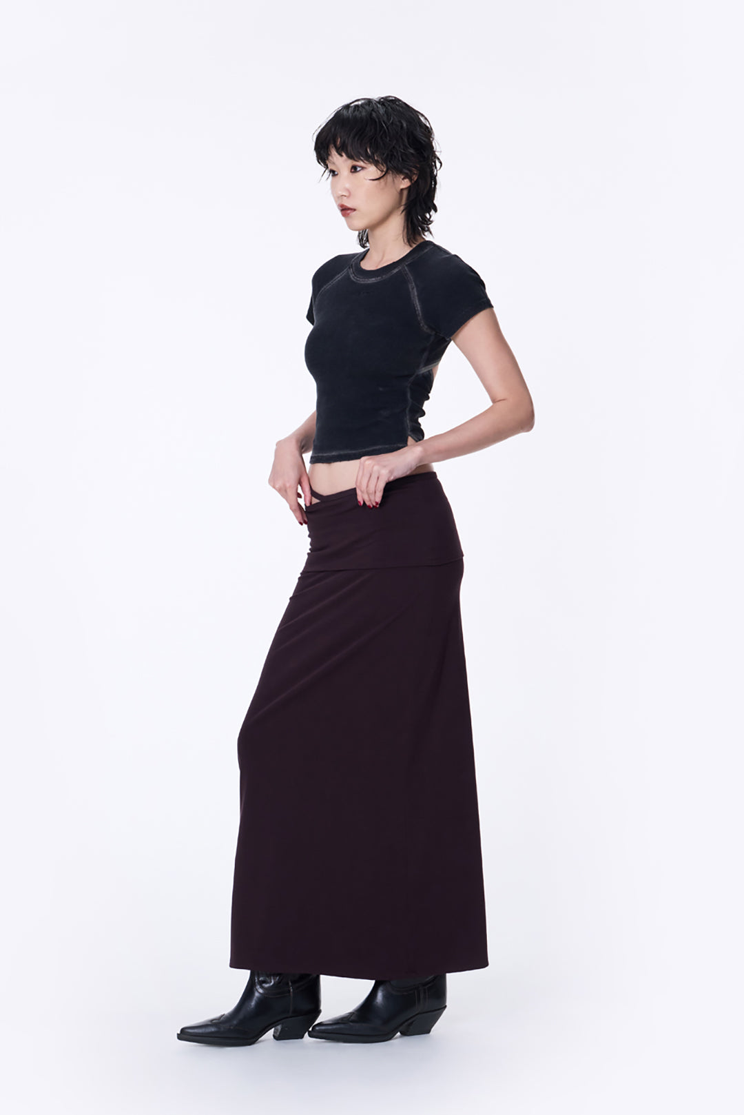 SILVER NINE - Washed Open-Back logo Top - Black
