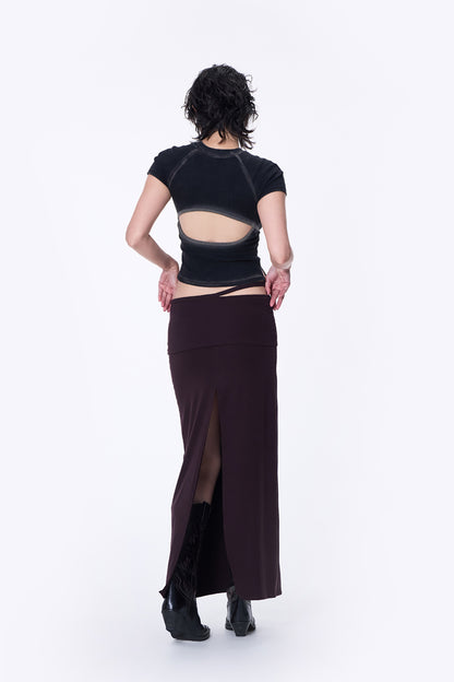 SILVER NINE - Washed Open-Back logo Top - Black