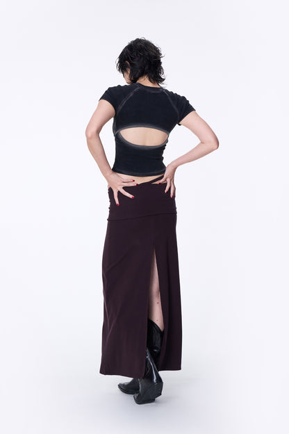 SILVER NINE - Washed Open-Back logo Top - Black