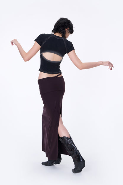 SILVER NINE - Washed Open-Back logo Top - Black