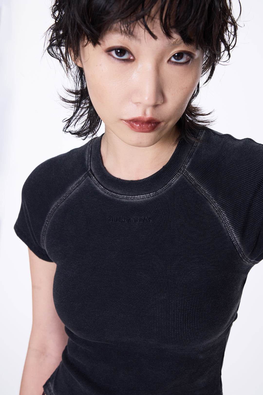 SILVER NINE - Washed Open-Back logo Top - Black