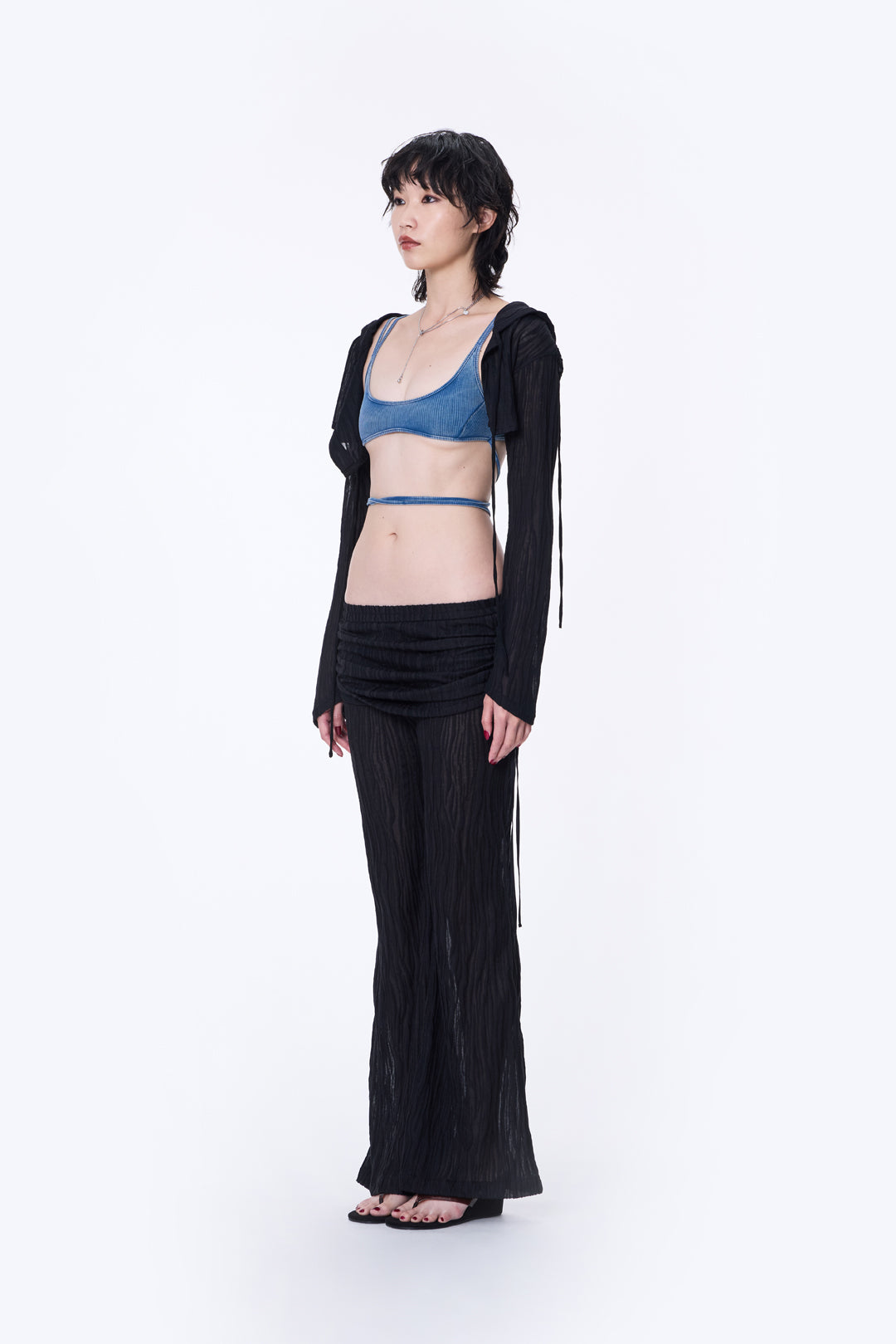 SILVER NINE - Sheer Gathered Panel Flare Pants
