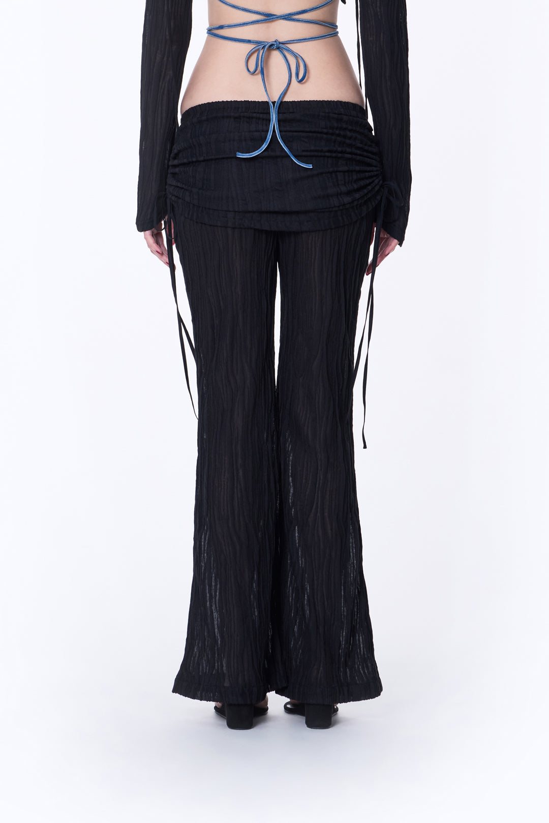 SILVER NINE - Sheer Gathered Panel Flare Pants