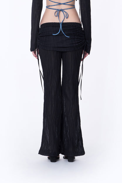 SILVER NINE - Sheer Gathered Panel Flare Pants