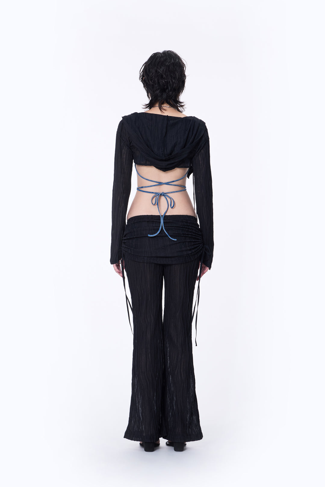 SILVER NINE - Sheer Gathered Panel Flare Pants