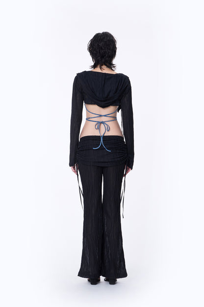 SILVER NINE - Sheer Gathered Panel Flare Pants