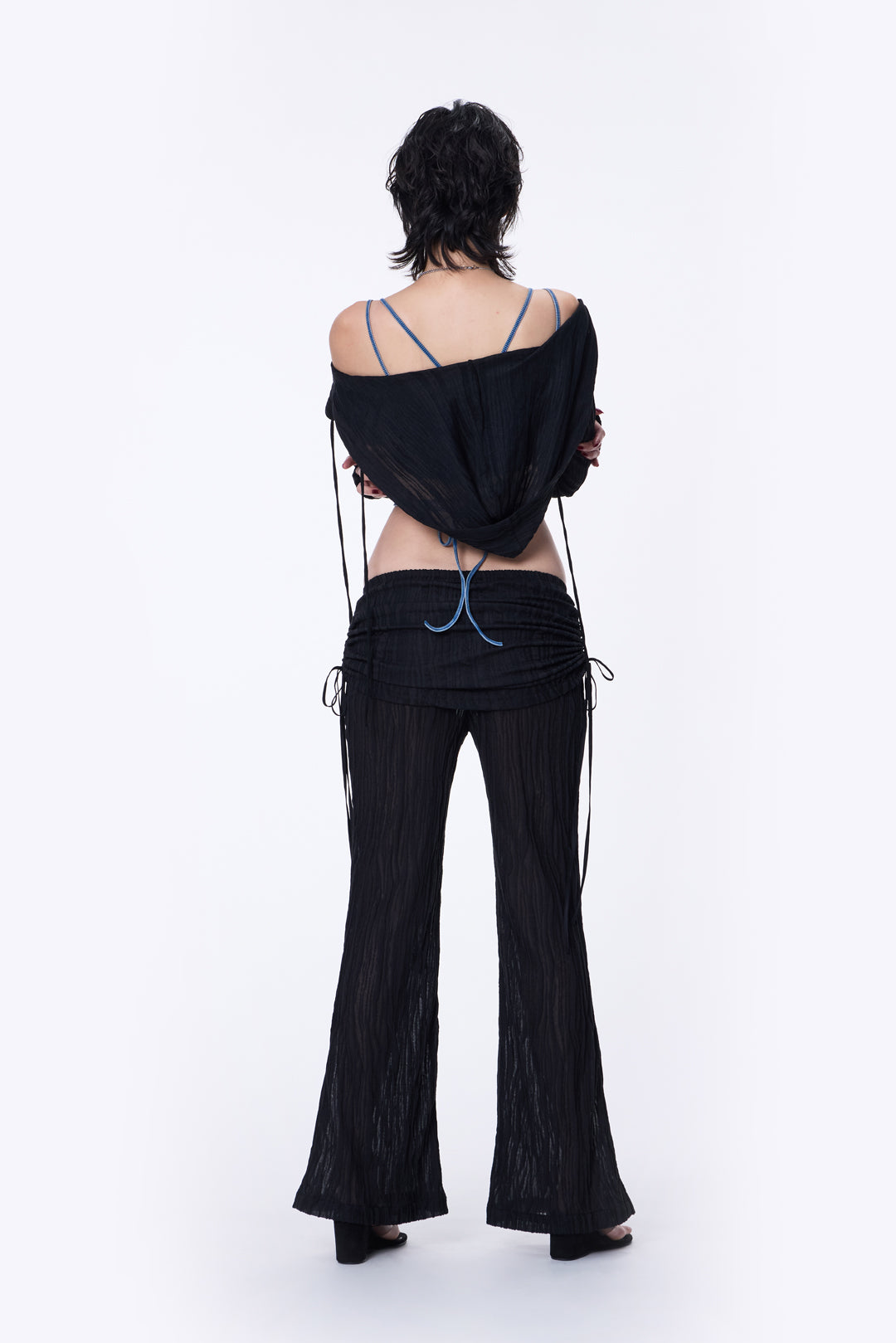 SILVER NINE - Sheer Gathered Panel Flare Pants
