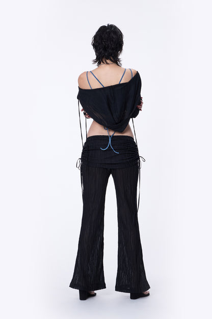 SILVER NINE - Sheer Gathered Panel Flare Pants