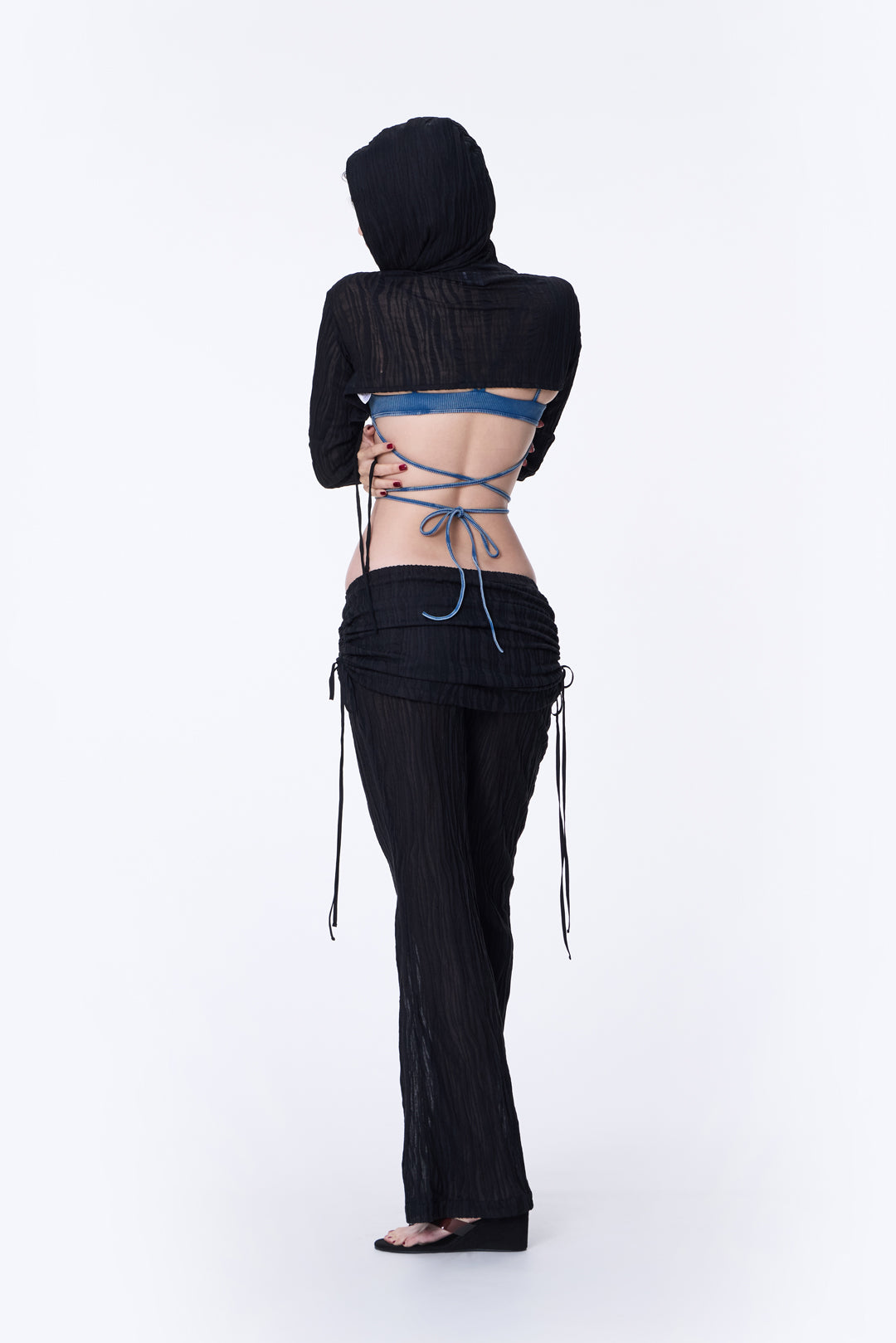 SILVER NINE - Sheer Gathered Panel Flare Pants